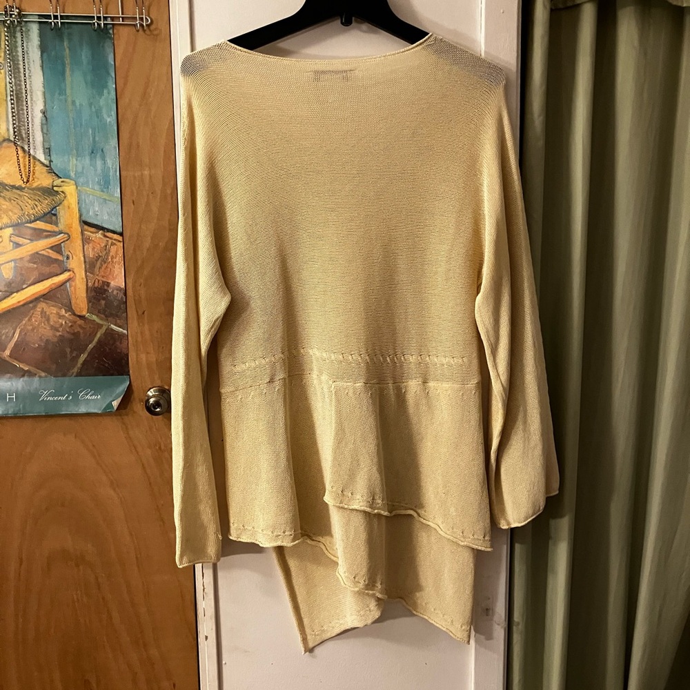 Lightweight Layered Hem Cardigan in Soft Yellow